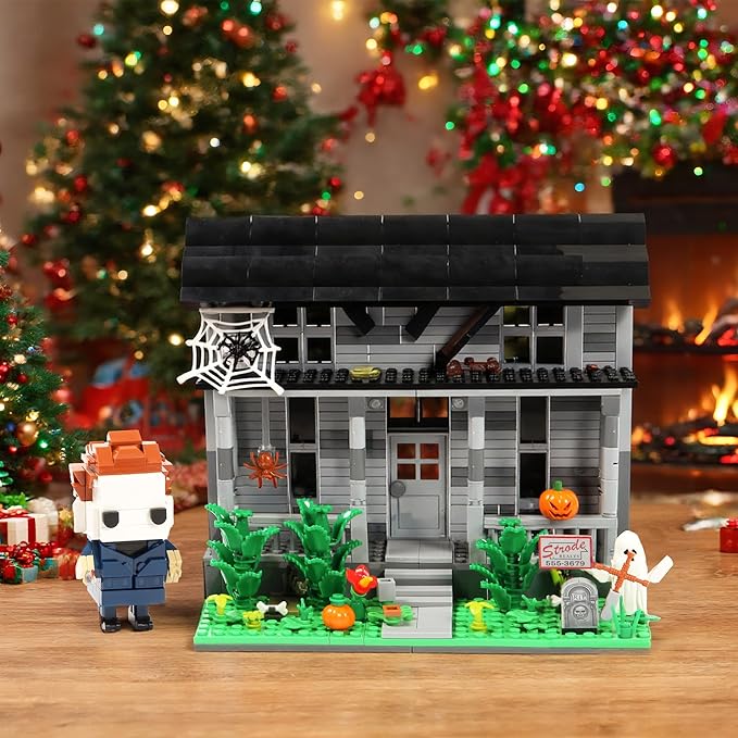 Halloween Movie Building Set – Horror House & Figure, Toy Building Blocks Compatible with Lego, Collectible Gift for Horror Fans & Adults, Creative DIY Display Toy