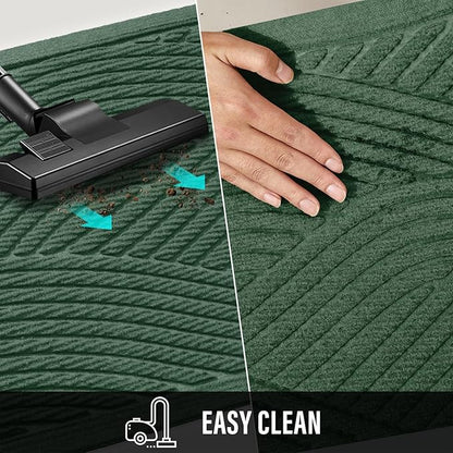 Sturdy Front Door Mat, Absorbent Muddy Dirt Resist Welcome Door Mats Outdoor Indoor, Stain and Fade Resistant, Non-Slip Backing Entry Mat Low Profile Doormat for Entryway, 47×32, Green