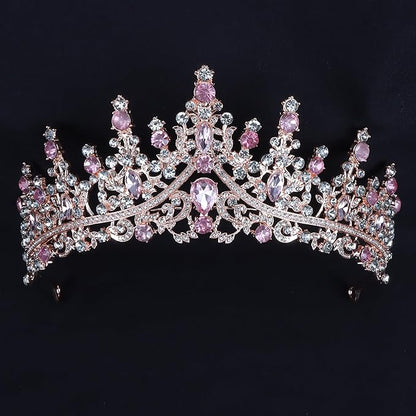 COCIDE Pink Crowns for Women Pink Tiaras for Women Princess Tiaras for Girls Costume Halloween Hair Accessories Royal Crystal Headbands Cosplay Birthday Pageant Bride Headpieces
