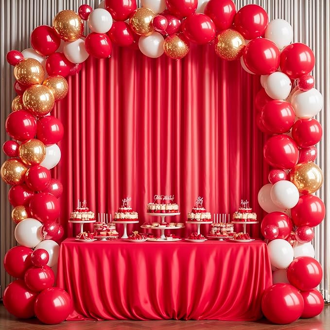 10 x 10 Red Backdrop Curtains for Parties, 10ft Long Curtains for Photo Background Red Wedding Drapes for Backdrop Birthday Baby Shower Bridal Shower Anniversaries Ceremony Prom Events Decorations