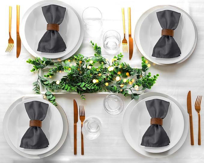 Zoyer Cloth Napkins Set of 4, 18x18 Inches Cotton Enrich Napkins Cloth ‎Washable, Soft & Durable Dinner Napkins for Parties, Wedding, Christmas, ‎Thanksgiving & Everyday Use - Dark Grey