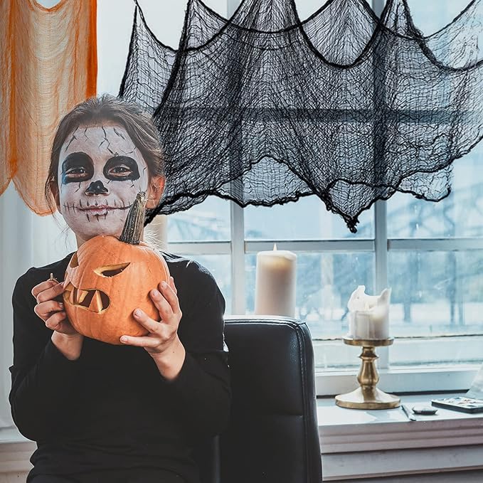 Halatool 30 X 90 in Halloween Creepy Cloth, 4 PCS Multi-Color Spooky Cheesecloth Scary Hanging Gauze Decor for Halloween Party Supplies Haunted Houses Windows Doorways Indoors & Outdoors
