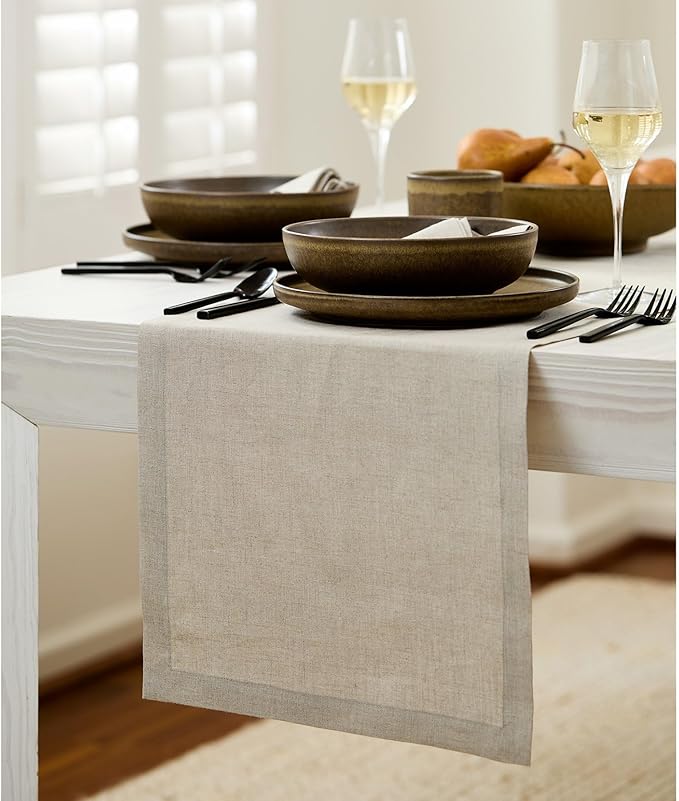 Solino Home Linen Natural Table Runner 72 Inches Long - 100% Pure Linen Dining Table Runner 14 x 72 Inch for Fall, Autumn, Christmas, Holiday, New Year - Fete
