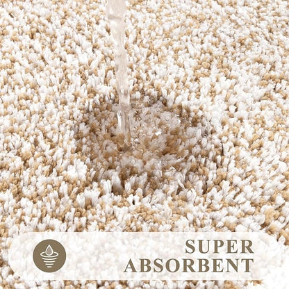 Pauwer Bathroom Rugs Sets 3 Piece Bathroom Shower Rugs with U-Shaped Contour Toilet Mat Absorbent Microfiber Plush Non Slip Bath Mats Machine Washable Shaggy Bath Floor Mat, Khaki