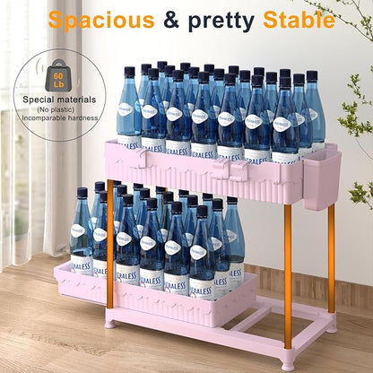 3 Pack Under Sink Organizers, 2-Tier Multi-Use Kitchen and Bathroom Organizers and Storage with Sliding Drawers, Bathroom Cabinet Organizer (Pink, 14.8 Inch)