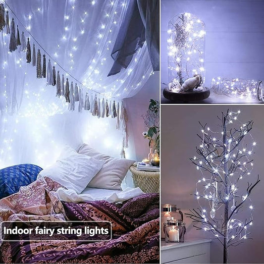 Joomer Battery String Lights, 2PACK Total 32FT 100 LED Battery Operated String Light, Twinkle Fairy Lights with Timer for Indoor Decor- Batteries Not Included (White)
