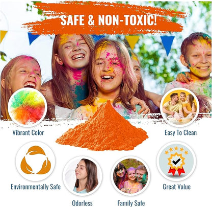 Color Blaze Holi Colored Powder - 5 lbs of Orange Powdered Color - for Fun Runs, Color Toss, Rangoli, Powder War, Backyard Party & Festivals - Pack of 1 Colorful Bag - 5 Pounds in Bulk - Orange