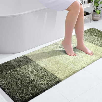 OLANLY Bathroom Rugs Mat 59x20, Extra Soft Absorbent Microfiber Bath Rugs, Rubber Backing, Quick Dry, Machine Washable Bath Mats for Bathroom Floor, Tub and Shower, Home Decor Accessories, Dark Green
