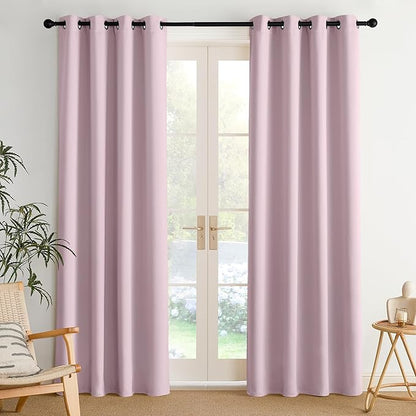 NICETOWN Room Darkening Draperies Curtains Panels, 2 Panels Baby Pink W52 x L84
