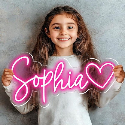 Custom Neon Sign – Personalized LED Neon Name Sign for Wall Decor, Bedroom, Birthday Gifts for 10 Year Old Girls, Wedding Proposal, Party Backdrop, Kids Room Decor, Customizable LED Light (Pink)