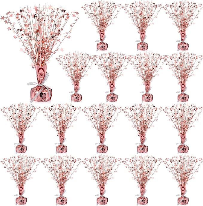 Crowye 18 Pcs Foil Spray Centerpiece Christmas Party Winter Star Table Decoration Burst Metallic Table Centerpieces for Birthday Party Season Holiday(Rose Gold)