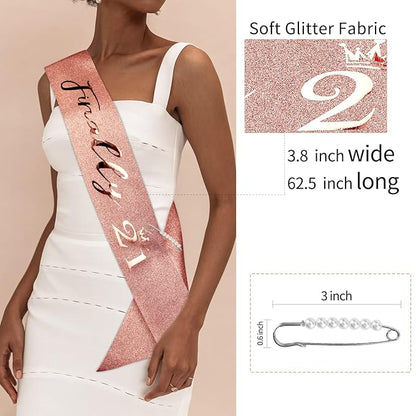 CIEHER Rose Gold 21st Birthday Sash, Tiara and Decorations - Elegant 21 Year Old Birthday Gift Set