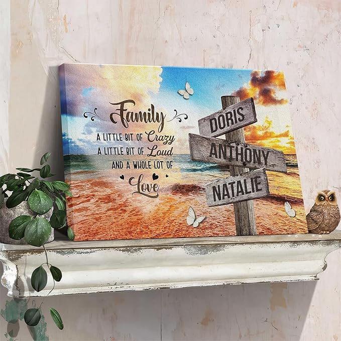 Dem Canvas Personalized Family Names Canvas, Custom Vintage Wooden Sign With Name, A Whole Lot Of Love Family Street Sign Customized