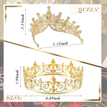 Henoyso 4 Pcs Prom King and Queen Crowns for Men Women Halloween Party King Queen Tiara Headband Homecoming Party Favor