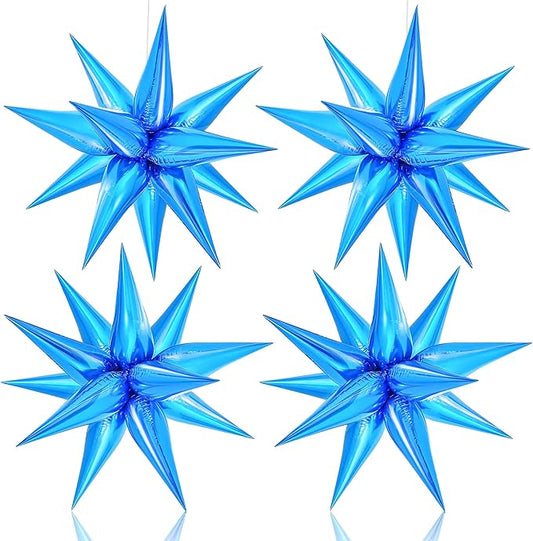 KatchOn Metallic Blue Star Balloons - 26 Inch, Pack of 50 | Starburst & Spike Designs for Blue Birthday & Party Decorations