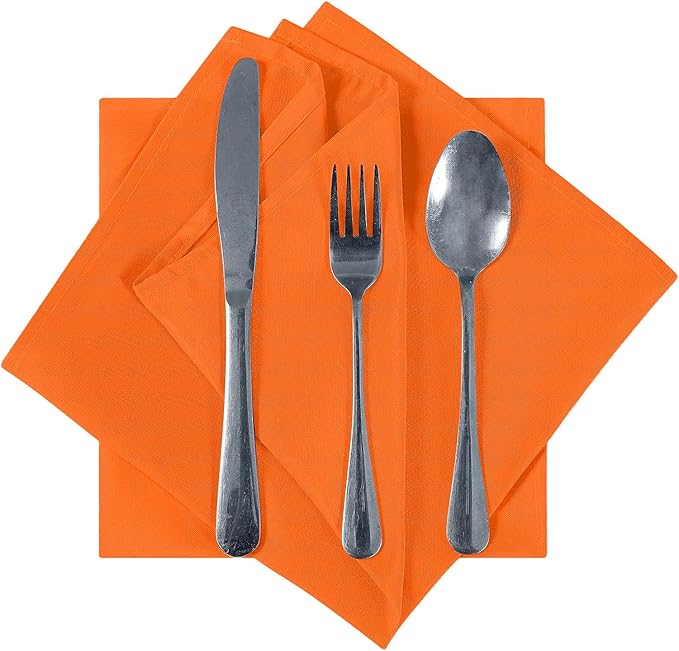 Cupuamon Cloth Napkins 20x20 inch Washable Polyester Dinner Napkins Soft Table Napkins for Wedding Party Dining Banquet(PurpleOrange,50PCS)