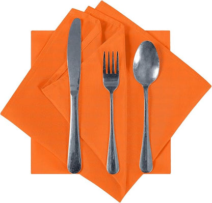 Cupuamon Cloth Napkins 17x17 inch Washable Polyester Dinner Napkins Soft Table Napkins for Wedding Party Dining Banquet(Orange,50PCS)