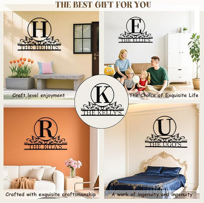 Personalized Monogram Metal Sign, Custom Last Name & Est. Year Wall Art, Rustic Wall Art Family Name Plaque Outdoor/Indoor Home Wall Decor – Unique Wedding, Anniversary, or Housewarming Gift