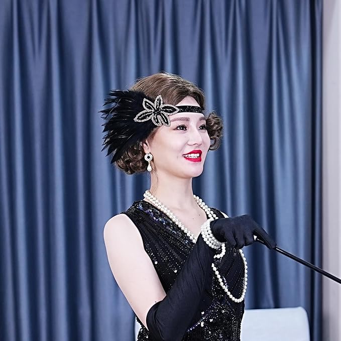 1920S Headband For Women Feather 20s Gatsby Headpiece Flapper Headband for Girl
