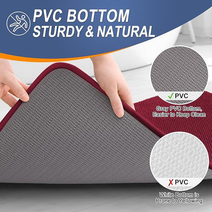 OLANLY Thick Memory Foam Bath Mat Rug 47x24, Extra Soft Absorbent Bathroom Rug, Quick Dry Bath Mats, Non-Slip, Machine Washable Carpet for Bathroom, Tub and Shower, Home Decor Accessories, Burgundy