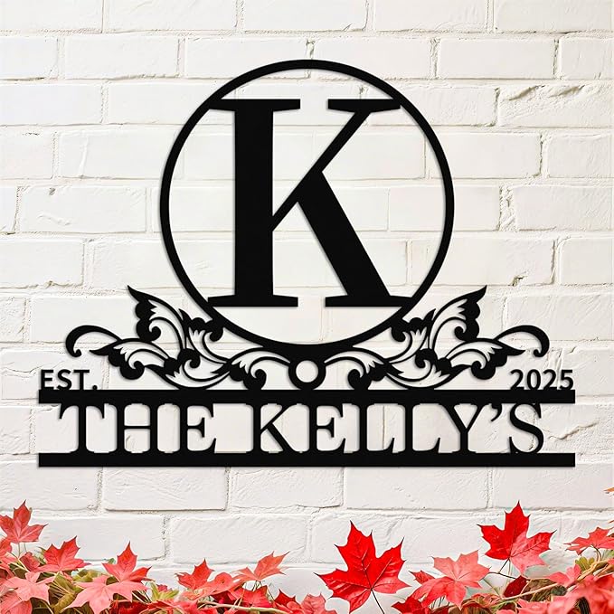 Personalized Monogram Metal Sign, Custom Last Name & Est. Year Wall Art, Rustic Wall Art Family Name Plaque Outdoor/Indoor Home Wall Decor – Unique Wedding, Anniversary, or Housewarming Gift