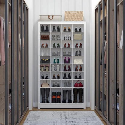 Prepac White Tall Storage Cabinet, Shoe Cabinet, Cube Storage Organizer with 40 Shoe Cubbies 13" D x 39.5" W x 72.5" H, WUSG-0011-1