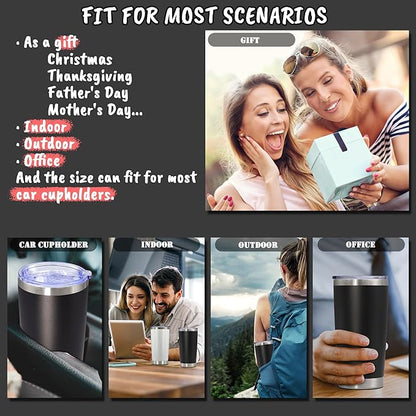 20 oz Tumbler with lid Double Wall Vacuum Insulated Tumblers Stainless Steel Coffee Mug Travel Coffee Tumbler Powder Coated Tumbler Cup Keep Hot&Cold - (Black 1 Pack)
