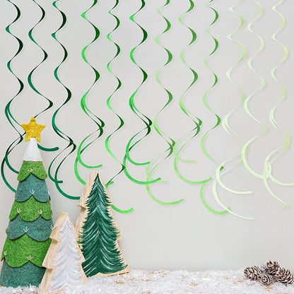 36Pcs Green Hanging Swirl Decorations Ombre Green Felt Swirl Streamer Spiral Ceiling Garland for Spring Summer Birthday Wedding Baby Shower Graduation Christmas St Patrick's day Holiday Party Supplies