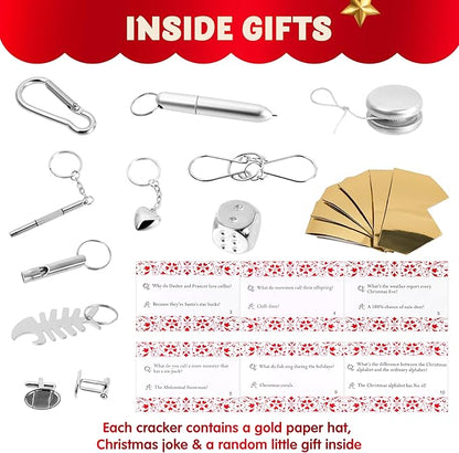 JOYIN 10 Pack Christmas No-Snap Party Favors, Green Xmas Table Favor for Kids Includes Party Hat, Jokes & Gifts, Cute Gifts for Christmas Table Decorations, Dinner Traditions Party Supplies