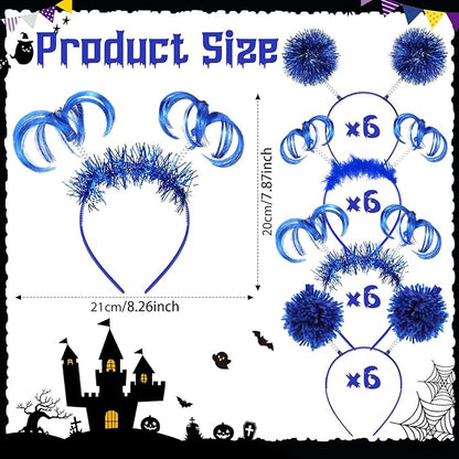 Censen 16 Pcs Pom Pom Headband Party Headbands Tinsel Wrapped Ponytail Head Bopper Costume Headwear Team Spirit Accessories