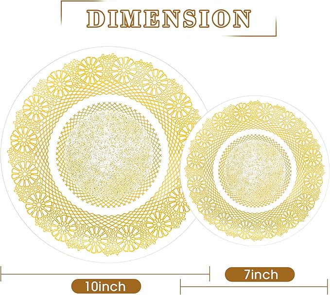 HOMIP 120PCS Clear Gold Plastic Plates, Disposable Party Plates Include 60PCS 10 inch Dinner Plate & 60PCS 7 inch Dessert Plate Perfect for Party Wedding and Holiday