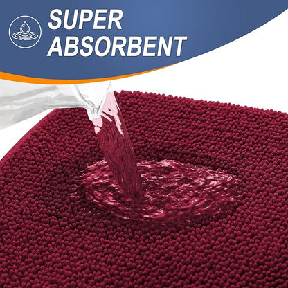 OLANLY Toilet Rugs U-Shaped 24x20, Extra Soft Absorbent Thick Memory Foam Contour Bathroom Rugs, Dry Quickly, Machine Washable, Non-Slip Toilet Bath Mat, Home Decor Accessories, Burgundy