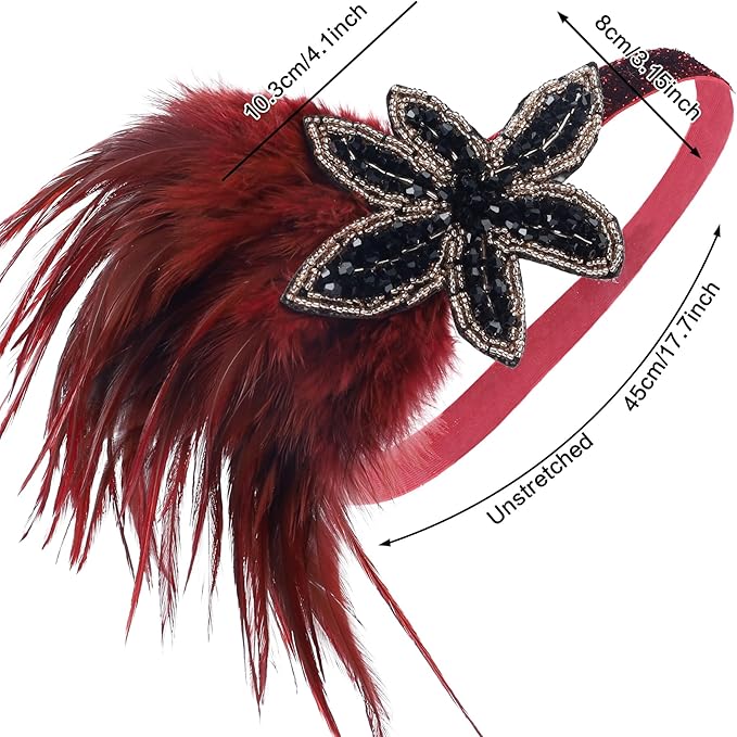 1920S Headband For Women Feather 20s Gatsby Headpiece Flapper Headband for Girl