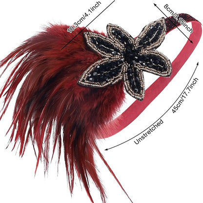 1920S Headband For Women Feather 20s Gatsby Headpiece Flapper Headband for Girl