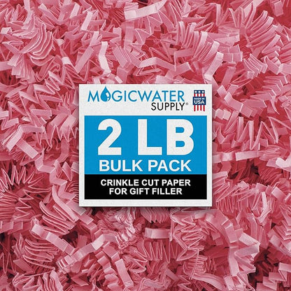 MagicWater Crinkle Cut Paper for Gift Baskets - 2LB - Light Pink - Perfect for Shredded Paper Filler, Basket Filler, Gift Boxes, Bridesmaid Gifts, Christmas Stuffers & More – Ideal for All Occasions