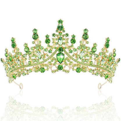 TOBATOBA Light Green Tiaras and Crowns for Women, Rhinestone Princess Tiara, Crystal Crown Royal Queen Crown for Women, Quinceanera Headpieces for Birthday Prom Pageant Halloween