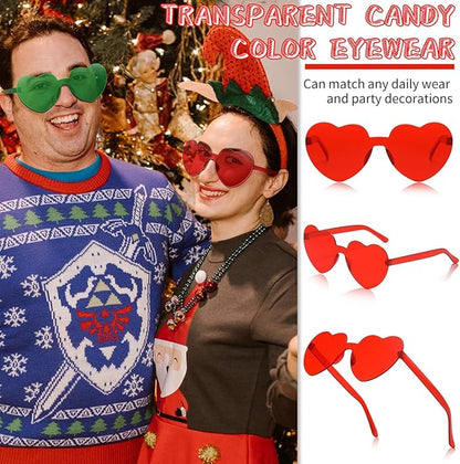 12/20/24 Pairs Heart Sunglasses for Women Men, Trendy Heart Shaped Rimless Transparent Sunglasses, Bachelorette Party