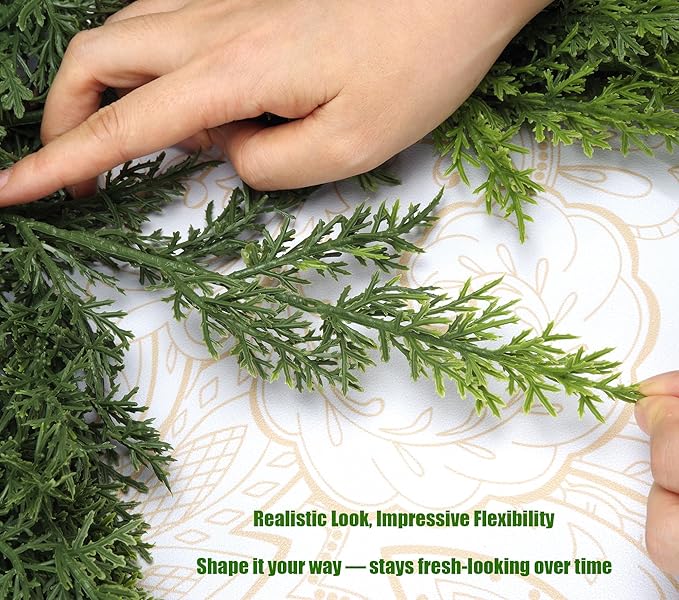 Artificial Cedar Garland, Realistic Green Pine Garland for Indoor & Outdoor Christmas Decorations, Lifelike Cedar Greenery for Mantle, Table, Staircase, and Wall (9FT(1 PC))