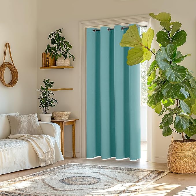 ChrisDowa Blackout Curtains 72 inches Long for Bedroom - Grommet Thermal Insulated Room Darkening Curtains for Living Room (1 Panel, Aqua, 52 x 72 Inch)