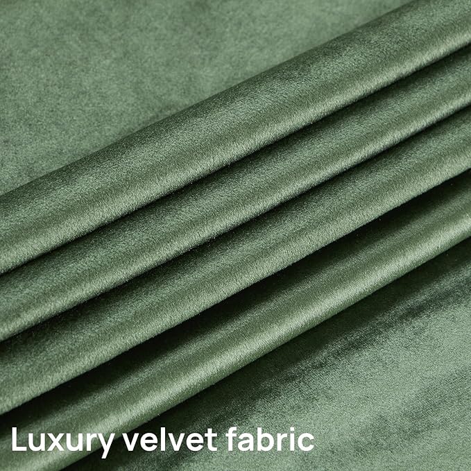PRIMROSE Emerald Olive Green Velvet Curtains 63 inch Long for Living Room,Set of 2 Panels Blackout Rod Pocket Back Tab Window Treatment Room Darkening Heavy Decorative Curtains Drapes for Bedroom