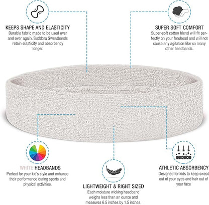 Suddora Toddlers Headbands, Sports Sweatbands for Kids, Non-Slip and Lightweight Fabric Bands for Youth Basketball, Soccer, and Tennis, Moisture-Wicking Bands for Cosplay & Costumes