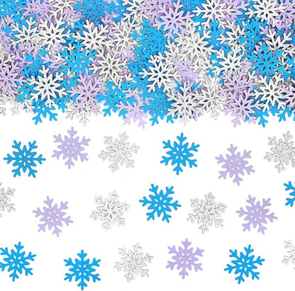 200PC Winter Wonderland Birthday Decorations Silver Blue Purple Snowflake Confetti Christmas Holiday Baby Shower Party Table Decoration Supplies
