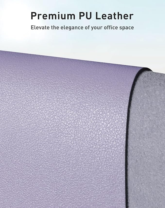 Aothia Faux Leather Desk Mat - Large Mouse Pad, Non-Slip PU Leather Blotter, Waterproof Writing Surface for Office and Home (Lavender, 40" x 24")