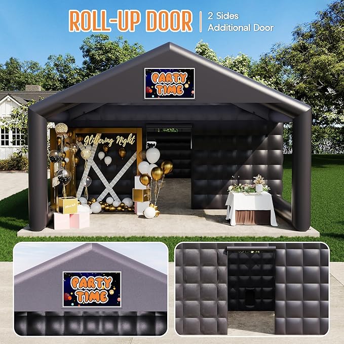 SPECRAFT 39x20x14 FT Large Inflatable Nightclub with Additional Gazebo, 2 Sides Escape Doors Inflatable Tent for Parties, Party Tent for Birthday Party/Outdoor Events