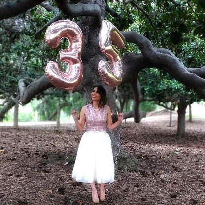 40 Inch Rose Gold Large Numbers Balloons 5, Self Inflating Digit 5 Helium Balloons for 5th Girls, Foil Mylar Big Number Balloons Set 0-9 for Women Birthday Party Anniversary Supplies Decorations