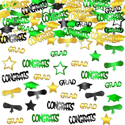Katchon, Congrats Grad Confetti 2025 - Pack Of 1000 | Green And Gold Graduation Decorations 2025 | Graduation Confetti | Grad Table Decorations 2025
