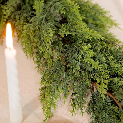 WBHome Real Touch Juniper Garland for Christmas Holiday Seasonal Outdoor/Indoor Home Decor, 6FT Long