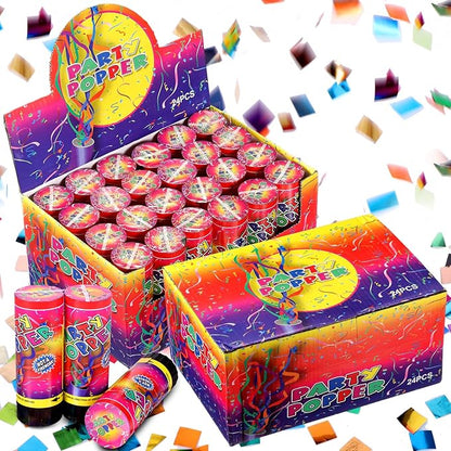 Honoson 24 Pcs Confetti Poppers Cannons Confetti Shooters Air Compressed Cannon for Wedding Birthday Party Bridal Shower Graduation Decoration Favor (4.33 Inch)