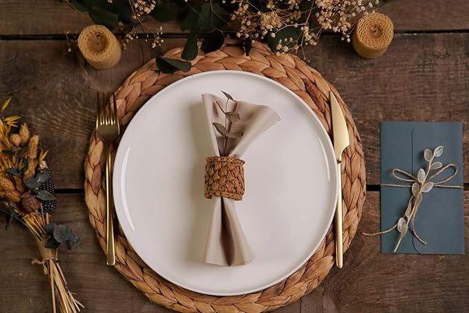 Beige Paper Napkins | Linen Feel Guest Disposable Cloth Like Dinner Napkins | Hand Towels | Soft, Absorbent, Paper Hand Napkins for Kitchen, Bathroom, Parties, Weddings, Dinners | 50 Pack