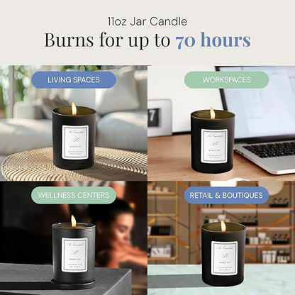 Air Esscentials Clean Scented Soy Candles, Soy Wax Blend with Luxury Fragrance, Aromatherapy Candle for Home & Office, 70 Hour Burn Time, Green Tea, 11 oz.